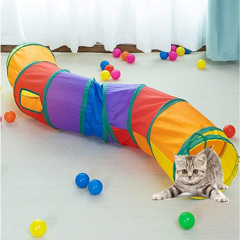 MasterCub Cat Tunnel Cat Toy Foldable Storage Two-way Tunnel Curved S-shaped Fun Cat Supplies Cat Tunnel Nest